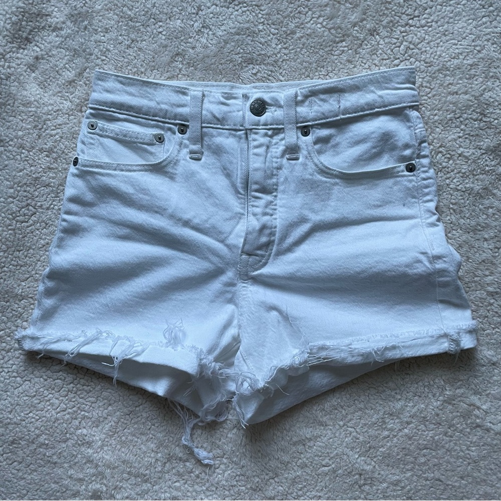 Madewell High Rise Denim Shorts in Tile White Size 24